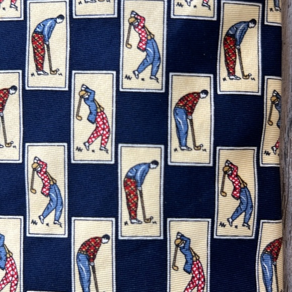 Christian Dior Tie Blue Silk Golf Print Tie Golf Swing Golfer - Picture 5 of 6